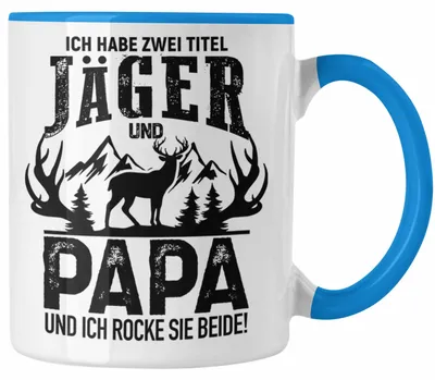 Produktbild von Jäger und Papa Geschenk Tasse Vatertag Geschenkidee für Jäger Männer Spruch (Blau)