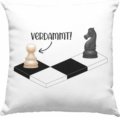 Produktbild von Trendation - Schach Geschenk Geschenkidee Schachspieler Deko-Kissen mit Füllung 40x40 mit Schachfiguren Grafik  Deko-Kissen mit Füllung 40x40 Lustig (Blau)