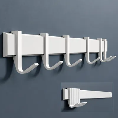 Produktbild von doporro Garderobenhaken Aluminium, 6 Verschiebbare Wandhaken, selbstklebend & stabil, Kleiderhaken Wand für Jacken und Handtücher Matt Weiß Stalo-12