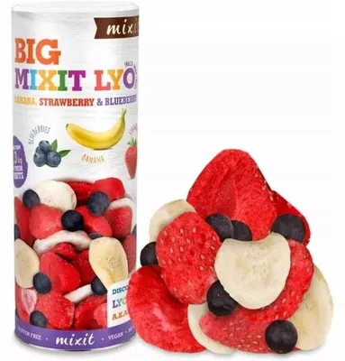Produktbild von Mixit Große gefriergetrocknete Früchte Banane Erdbeere Heidelbeere 160 g