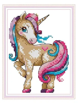 Kreuzstich-Set Einhorn 11CT gestempelt DIY Handarbeit für Anfänger