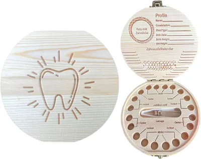 Produktbild von Babyzahnbox, Babyzahnbox aus Holz, Erinnerungsbox für Mädchen und Jungen