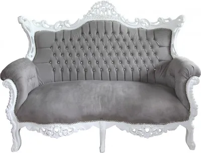 Produktbild von Casa Padrino Barock 2-er Sofa Master Grau / Weiß mit Glitzersteinen - 168 x 128 x 70 cm - Luxus Antik Stil Möbel