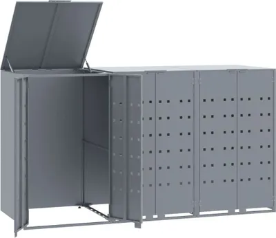 Produktbild von vidaXL Mülltonnenbox für 3 Tonnen Grau 207x79x117 cm Stahl