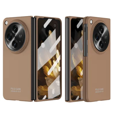 Obrázek produktu pro Pouzdro pro Oppo Find N3 Tvrdé PC pouzdro s ochrannou fólií na displej a ochranou pantu Káva