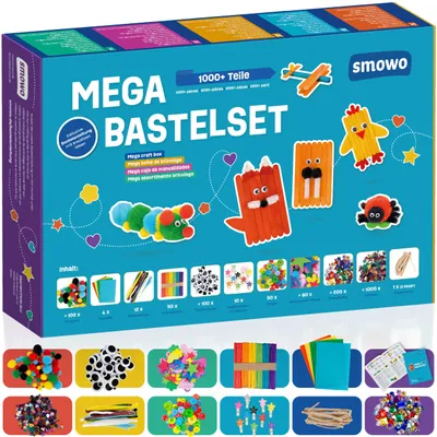 Image de Kit de bricolage Smowo® Mega - Kit de démarrage - Coffret de bricolage varié - avec des idées de bricolage créatives - Coffret de matériel de bricolage coloré pour filles et garçons