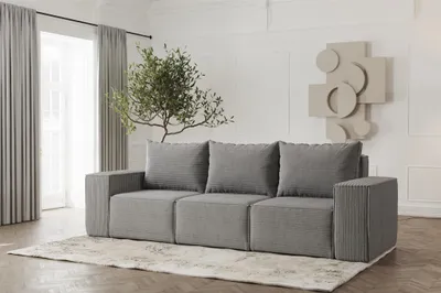 Produktbild von Sofa Designersofa ESTELLE 3-Sitzer in Stoff Poso Grau