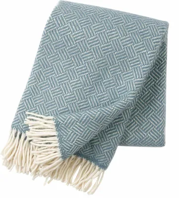 Produktbild von Klippan Samba Wolldecke aus Schurwolle 130x200 cm gelb: blaugrau Farbe: blaugrau