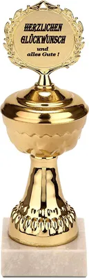 Immagine prodotto di Trofeo BRUBAKER - trofeo dorato con base in marmo - idea regalo per congratulazioni - motivo: Congratulazioni