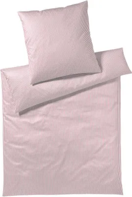 Produktbild von elegante Mako-Jersey-Bettwäsche Sister Stripe Farbe Rose Größe 155x220+80x80cm