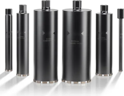 Produktbild von Diamant-Kernbohrkronen-Set - Nass-Kernbohrer 6-teilig - Ø 25,4/50,8/76,2/101,6/127,0/152,4 mm - Bohrtiefe 356 mm - Für Stahlbeton, Ziegel, Mauerwerk