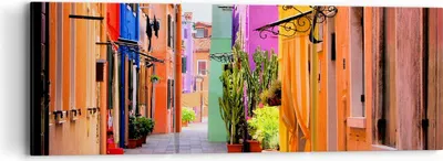 Produktbild von Bild auf Leinwand - Leinwandbild - Sommer Straße Haus - 90x30cm - Wand Bild - Wanddeko - Wandbilder - Leinwanddruck - Bilder - Kunstdruck - Wanddekoration - Leinwand bilder - Wandkunst - CA90x30-3583