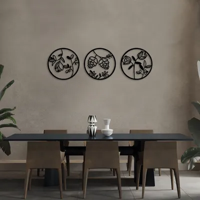 Produktbild von Wallity, Flowers- SKL2371, Schwarz, Sonstige Wohndekorationen, 100% Metall (Dicke: 1