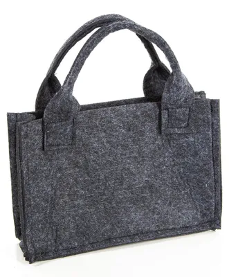 Produktbild von Filztasche dunkelgrau rustikal mit Henkel 21 x 14 x 6 cm