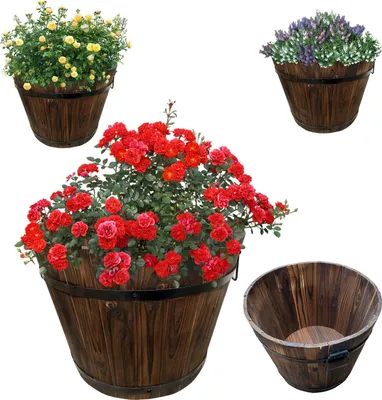 Produktbild von Holz Pflanzkasten | Pflanzkübel | Kräuterbeet | Pflanzkübel | Pflanzentopf | Balkonkasten | Holzkübel | Dekokasten | Dekokübel | Größe S = 19,5cm - Höhe 19cm