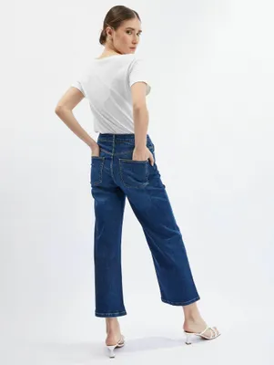 Produktbild von Orsay Dunkelblaue Cropped Flare Fit Jeans für Damen 313082548000__38