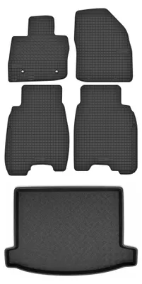 Imagen del producto de Alfombrillas de goma + bandeja de maletero para Honda Civic IX 2012-2016 (hatchback) – juego de 5 piezas, negras, a medida – Wielganizator