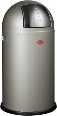 Produktbild von WESCO Abfallsammler 175831-03 PUSHBOY in NEUSILBER mit 50 Liter Volumen und Klappdeckel / Abfalleimer / Mülleimer