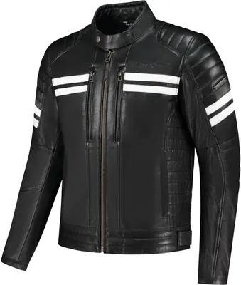 Produktbild von Rusty Stitches Steve Motorrad Lederjacke, schwarz/weiß, 4XL