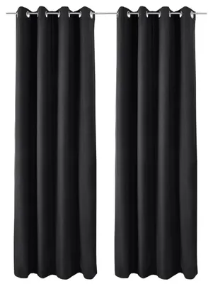 Produktbild von Beautissu 2er Set Thermovorhang Gardine Schwarz Amelie TO, 140x245cm