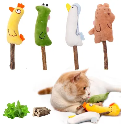 Immagine prodotto di Set di 4 peluche a forma di gatto, con erba gatta