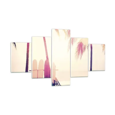 Produktbild von Bilder auf glas - 5 Teile - Fackel Strand Surfen - 125x70cm - Glasbilder - Wandbilder - Bilder - zum Aufhängen bereit - Wanddekoration aus Glas - Glas Bilder - Wandbild auf Glas - GEA125x70-4593