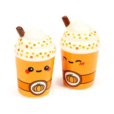 Image de Salière et poivrière Pumpkin Spiced Latte Puckator Céramique Foodiemals Citrouille