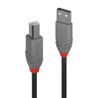 Produktbild von LINDY USB 2.0 Kabel Typ A/B Anthra Line M/M 0.2m