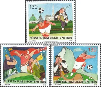 Produktbild von Briefmarken Liechtenstein 2008 Mi 1479-1481 (kompl.Ausg.) gestempelt Fußball