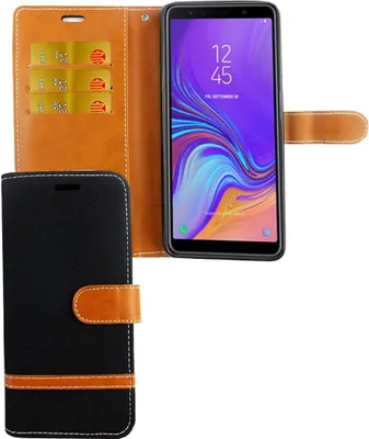 Produktbild von Tasche für Samsung Galaxy A9 2018 Jeans Cover Handy Schutz Hülle Case Schwarz