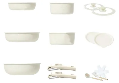 Obrázek produktu pro Sada nádobí, nepřilnavý povrch, stohovatelný design, 17 kusů