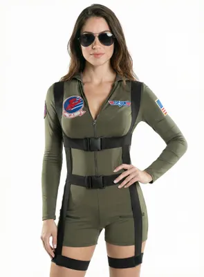 Productafbeelding van Top Gun jumpsuit - Carnaval/Vastenavondkostuum voor dames, maat: M
