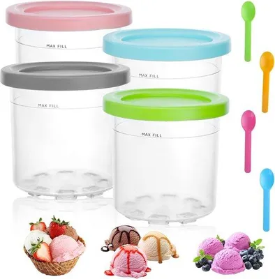 Produktbild von 4 Eiswaffeleimer, Eisbehälter für Eis mit 4 Löffeln