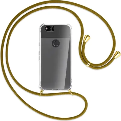 Produktbild von Handykette Backcover-Schutzhülle mit Band (Metall goldfarben) für Google Pixel 2 - khaki