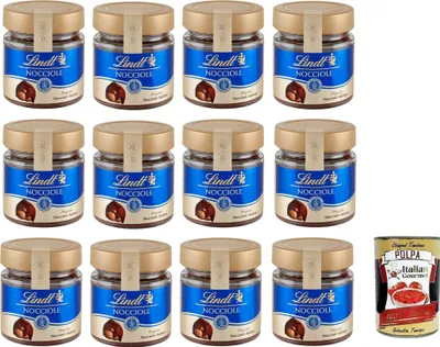Produktbild von 12x Lindt Streichfähige Creme Streichcreme mit Haselnüssen 200g Glas Feine Italienische Haselnüsse