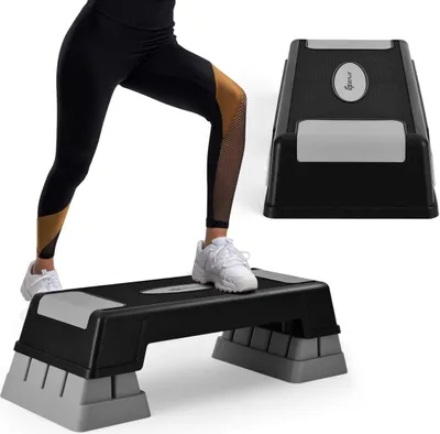 Produktbild von COSTWAY Höhenverstellbarer Aerobic Stepper mit 3 Stufen 12 / 17 / 22cm Steppbrett 150kg belastbar Stepbench Fitness Stepper Grau