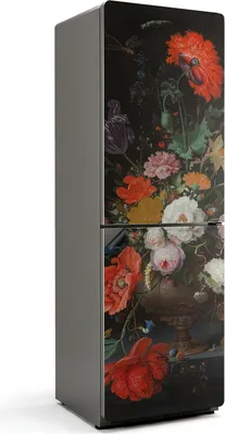 Zdjęcie produktu dla Bukiet kwiatów w wazonie - Magnetyczna osłona lodówki - Magnetyczna folia dekoracyjna do kuchni - Magnetyczna dekoracja lodówki - Samoprzylepna tablica magnetyczna - Folia magnetyczna na drzwi lodówki - 60x180 cm