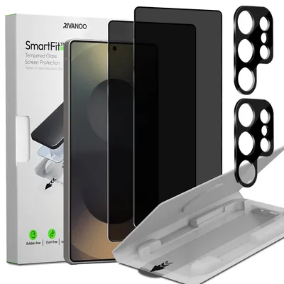Produktbild von 2-Pack Samsung S25 Ultra Displayschutzfolie Privacy & 2-Pack Kameraschutz - Gehärtetes Glas | [Automatische Installation] - Blasenfrei
