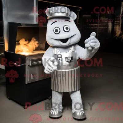 Immagine prodotto di Personaggio mascotte REDBROKOLY di un Silver Bbq Ribs vestito con pantaloni chino e guanti