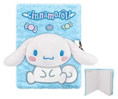 Obrázek produktu pro Plyšová zápisník formátu A5 s motivy Hello Kitty a Cinnamoroll