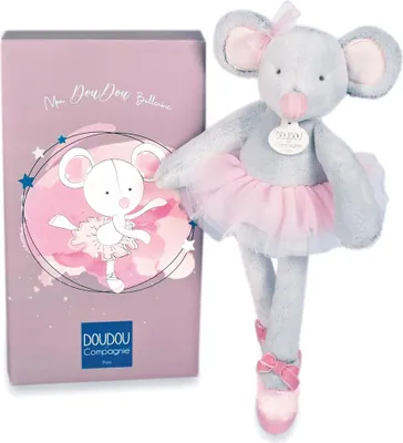 Produktbild von Doudou Geschenkset - Plüschtier Maus grau Ballerina 30 cm