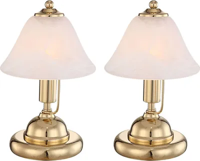 Produktbild von 2x Globo Tischleuchte ANTIQUE Messing Touchfunktion, Glasschirm, Nachttischlampe