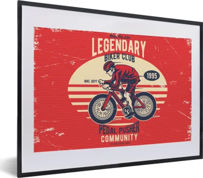 Produktbild von MuchoWow® MuchoWow® Gerahmtes Poster Fahrrad - Radfahrer - Retro 40x30 cm - Poster mit zchwarzem Bilderrahmen - Bilderrahmen - Poster im Rahmen