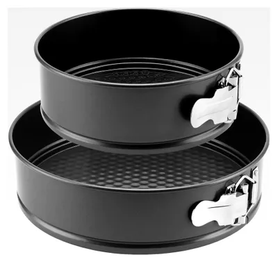 Produktbild von 2 Stück 18/22cm Runde Kuchenformen Set mit Abnehmbarem Boden aus Kohlenstoffstahl, Antihaftbeschichtet