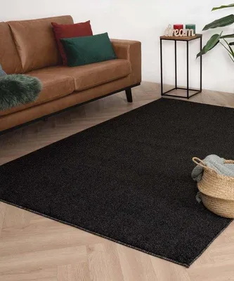 Produktbild von Unyqoos® Kurzflor-Läufer Fine – Anthrazit 100×300 cm, 2000 g/m², weiche Kunststoffgarne, Filzrücken, niedrigflor, farbecht & strapazierfähig,