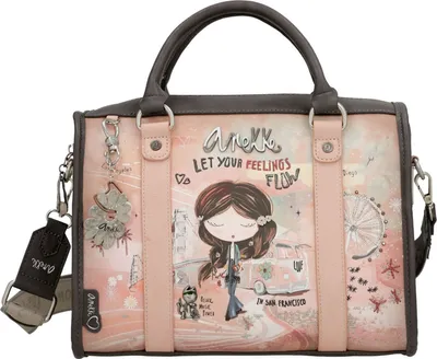 Produktbild von Anekke Handtasche Pink 'Peace & Love', Polyurethan, 30x24x15 cm (BxHxT), beidseitig tragbar, inkl. Staubbeutel & Logo-Charm, Modell 38821-189
