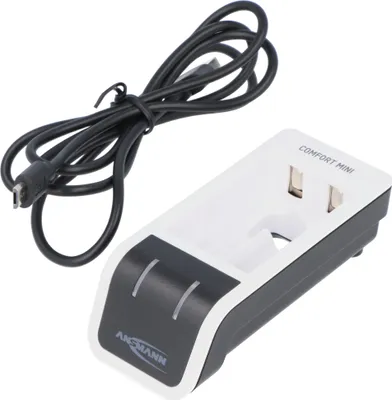 Produktbild von Ansmann Schnell-Ladegerät Comfort Mini für 1-2 NiMH Micro AAA, Mignon AA Akkus, USB Eingang