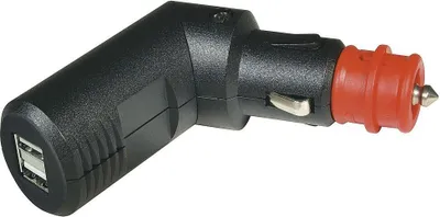 Productafbeelding van Pro Car 65033, USB-laadadapter met hoekconnector, zwart - Hoekconnector voor sigarettenaansteker en auto-standaard stopcontacten > 2x USB-poort