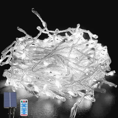 Solar-Lichterkette 10 m, 370 LEDs, 8 Modi, Fernbedienung