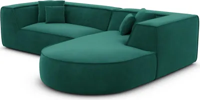 Produktbild von Samtstoff L-Form Sofa Liberia Smaragdgrün Rechts